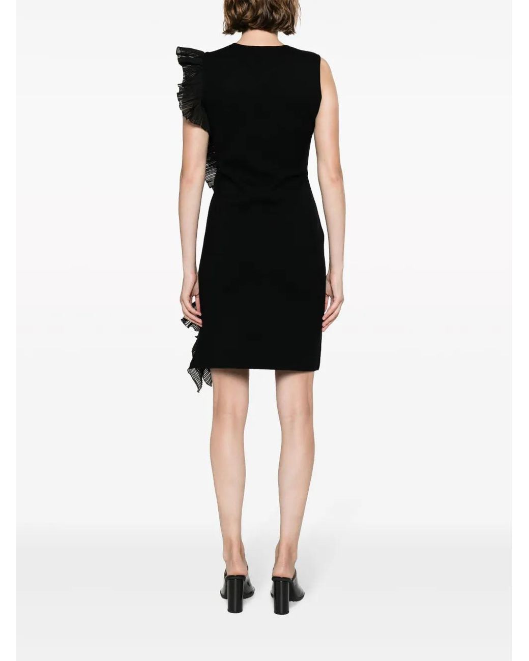Emporio Armani Black Ruffle-Detail Asymmetric Minidress