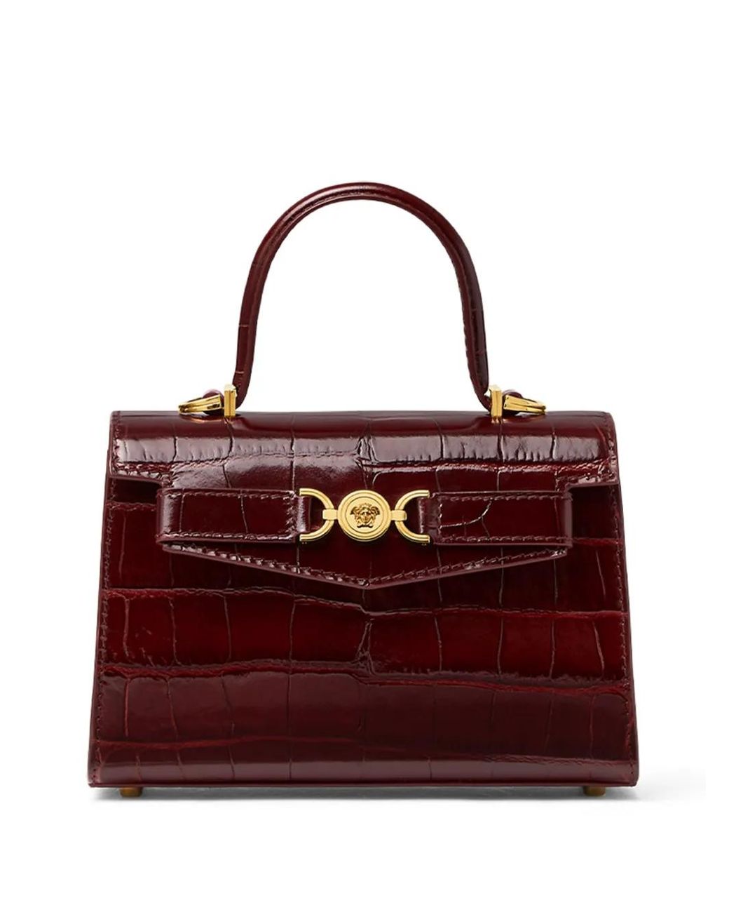 Versace Red Medusa '95 Small Croc-Effect Top-Handle