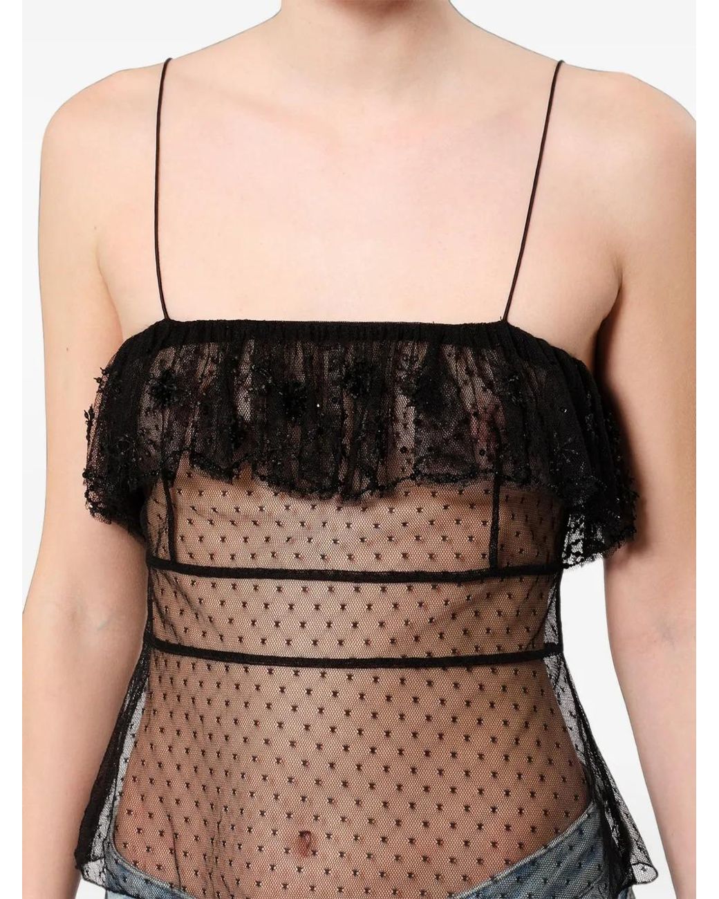 Isabel Marant Black Olaja Embroidered Plumetis Lace Top