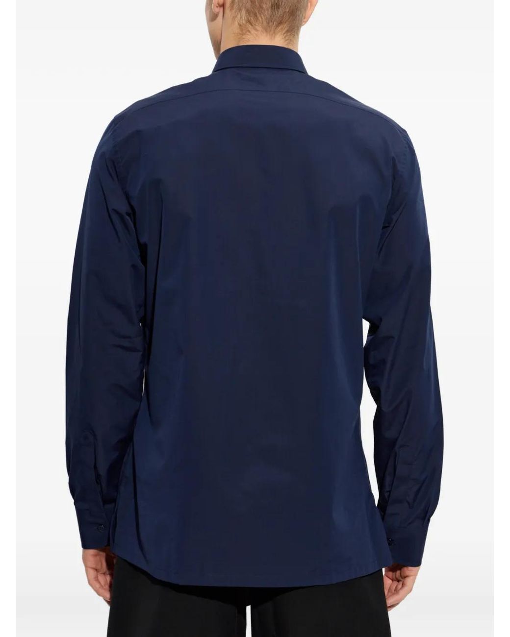 Givenchy Blue Embroidered-Logo Shirt for men