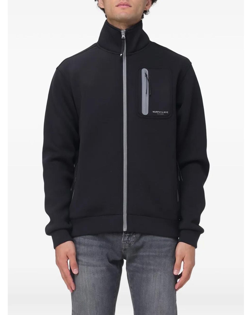 Murphy & Nye Blue Zip-Up Chest-Pocket Hoodie for men