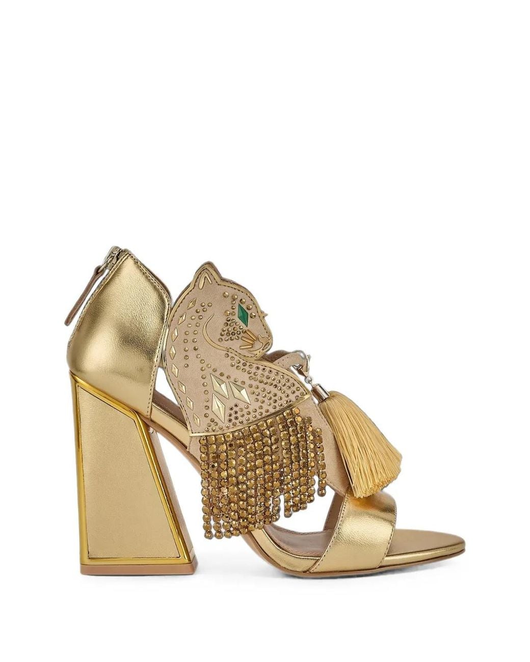 Kat Maconie Metallic Sandales Aya Panther Ornées D'Un Motif Léopard