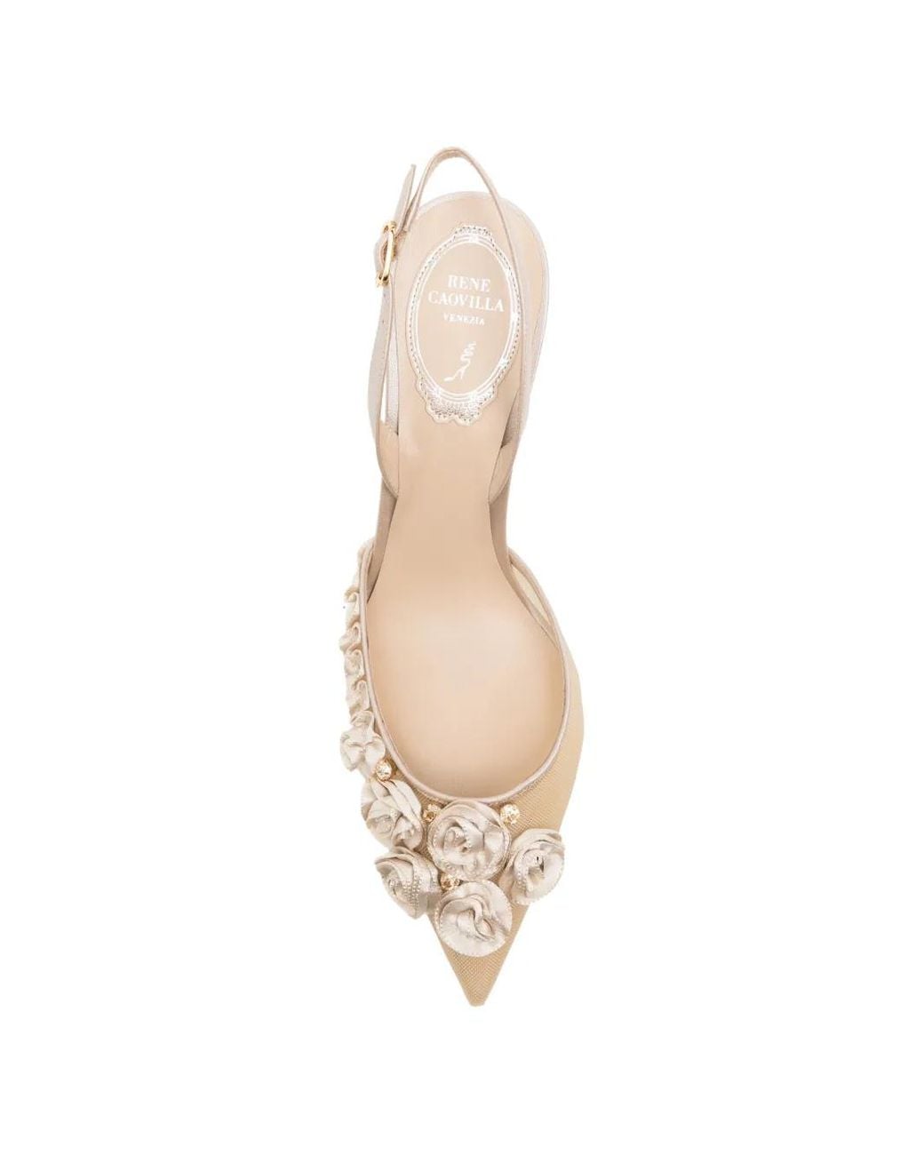 Rene Caovilla Natural Escarpins Rosalia 80 Mm À Appliqués Fleurs