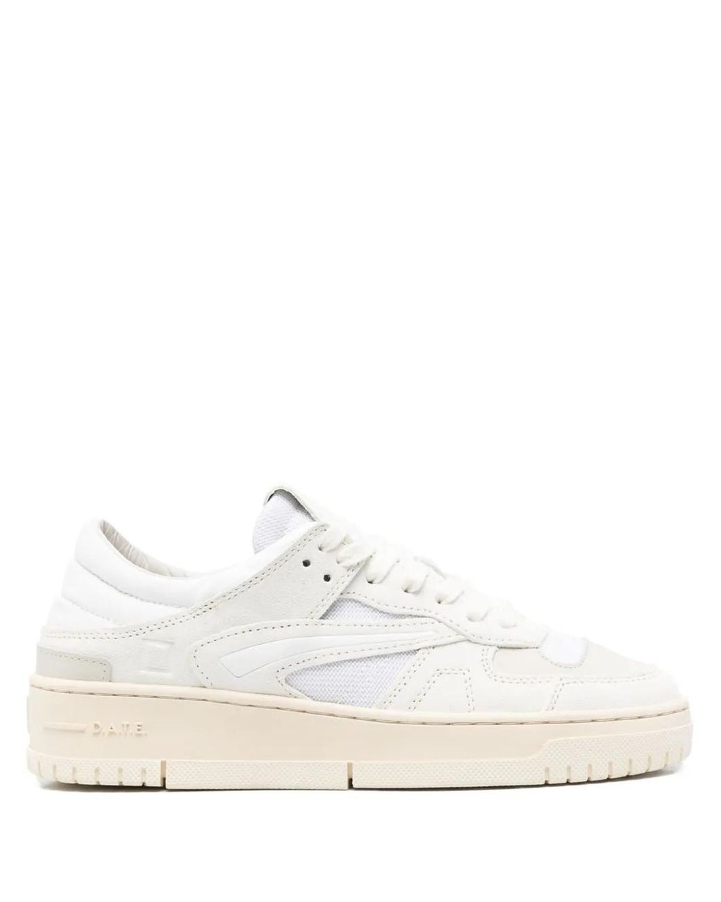 Date White Sneakers Mit Kontrasteinsätzen