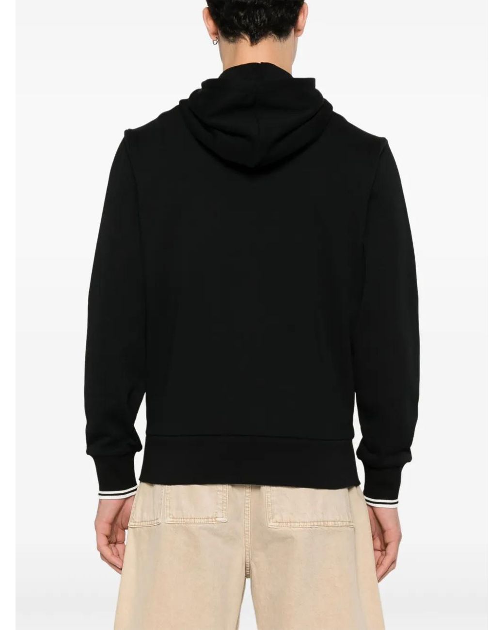 Fred Perry Black Embroidered-Logo Zip-Up Jacket for men