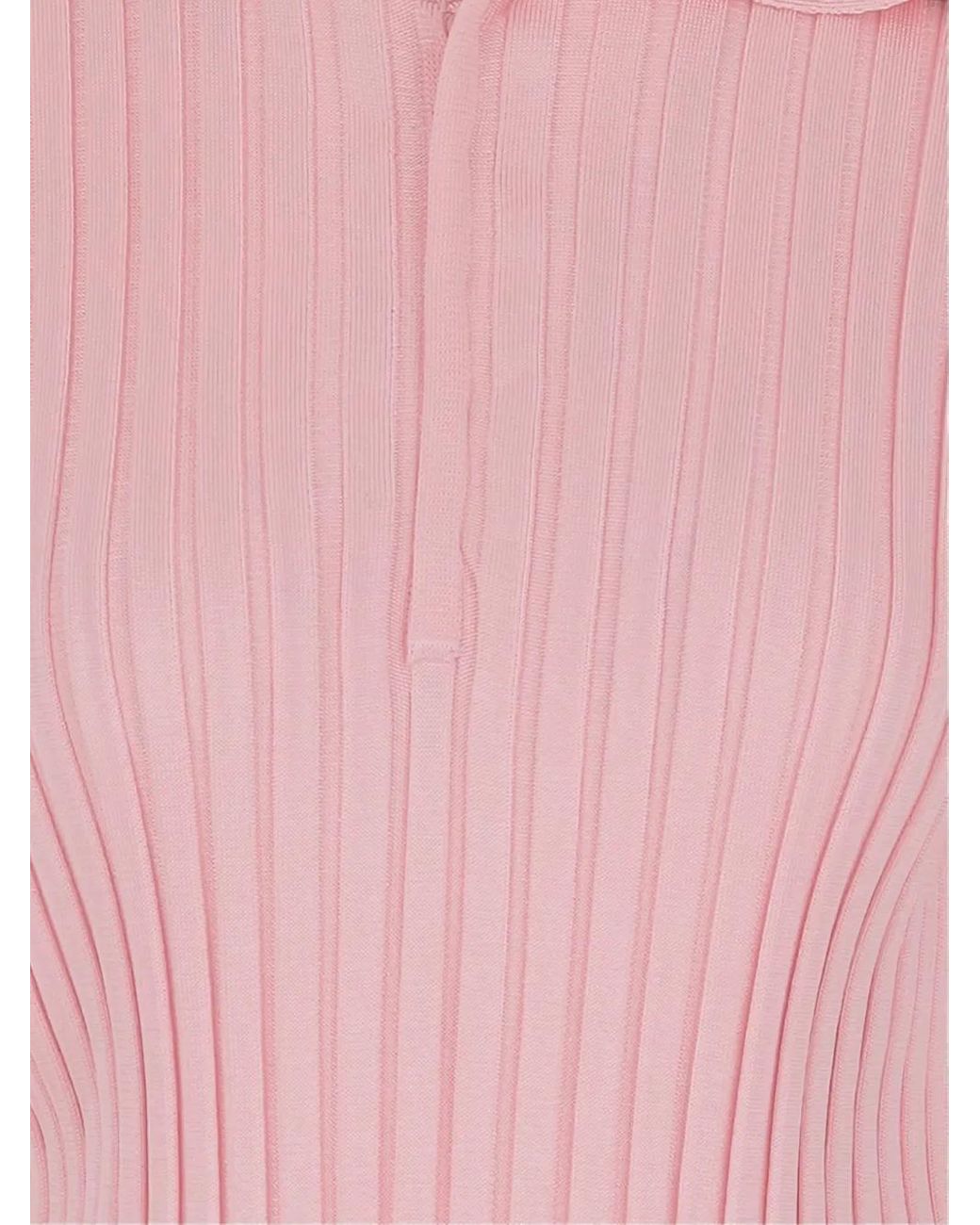 Jil Sander Pink Ribbed Polo Top