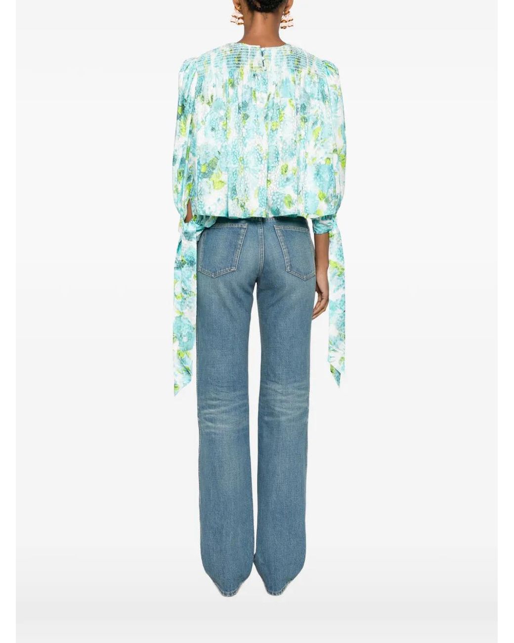 Chloé Blue Gathered Crop Top