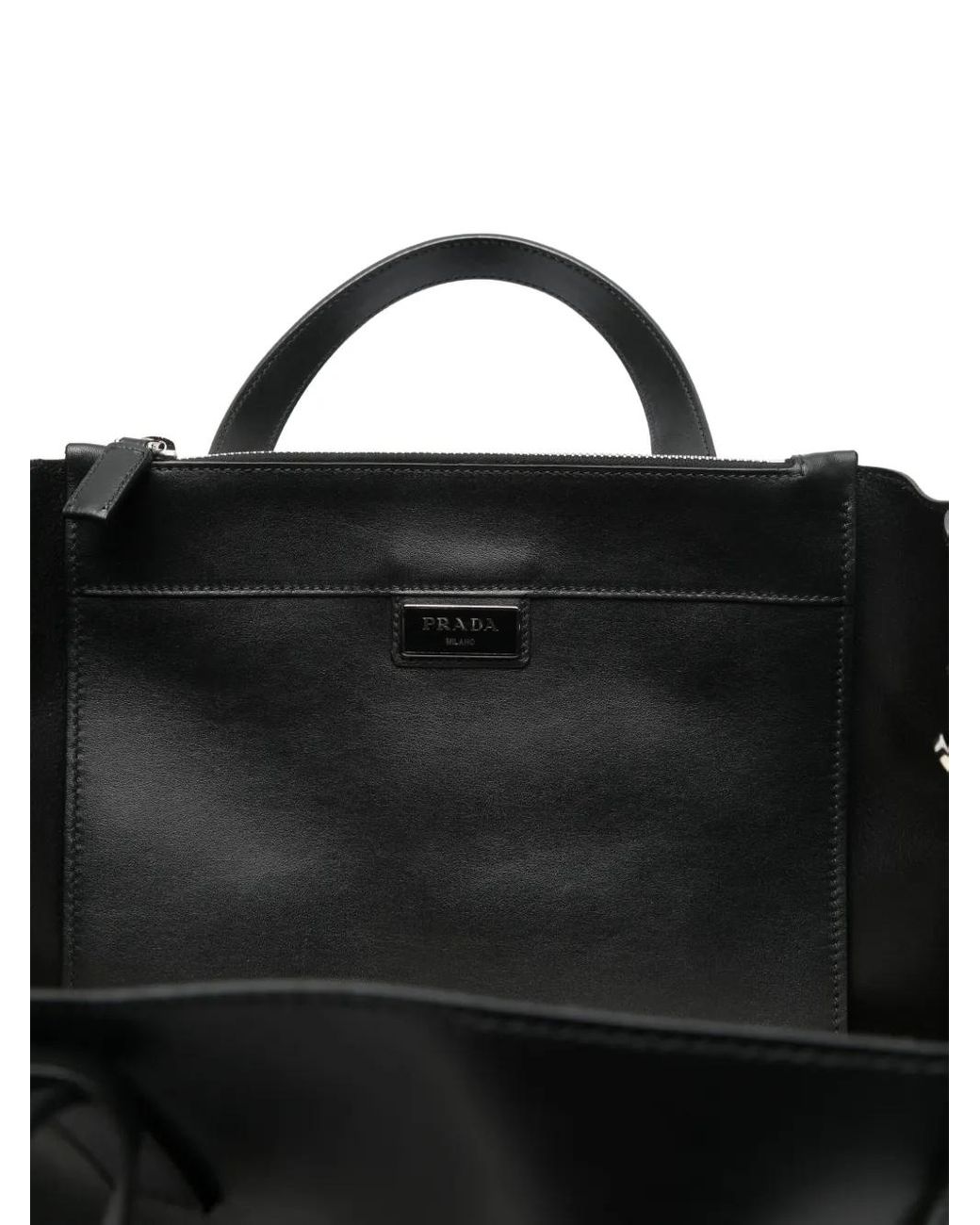 Prada Black Leather Tote Bag for men