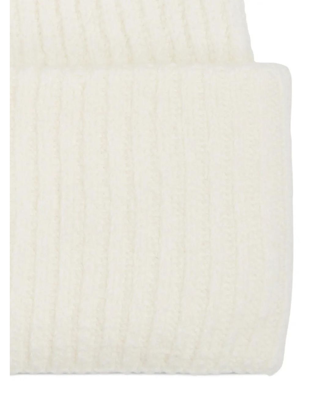 Karl Lagerfeld White Gerippte Beanie Mit Logo-Patch