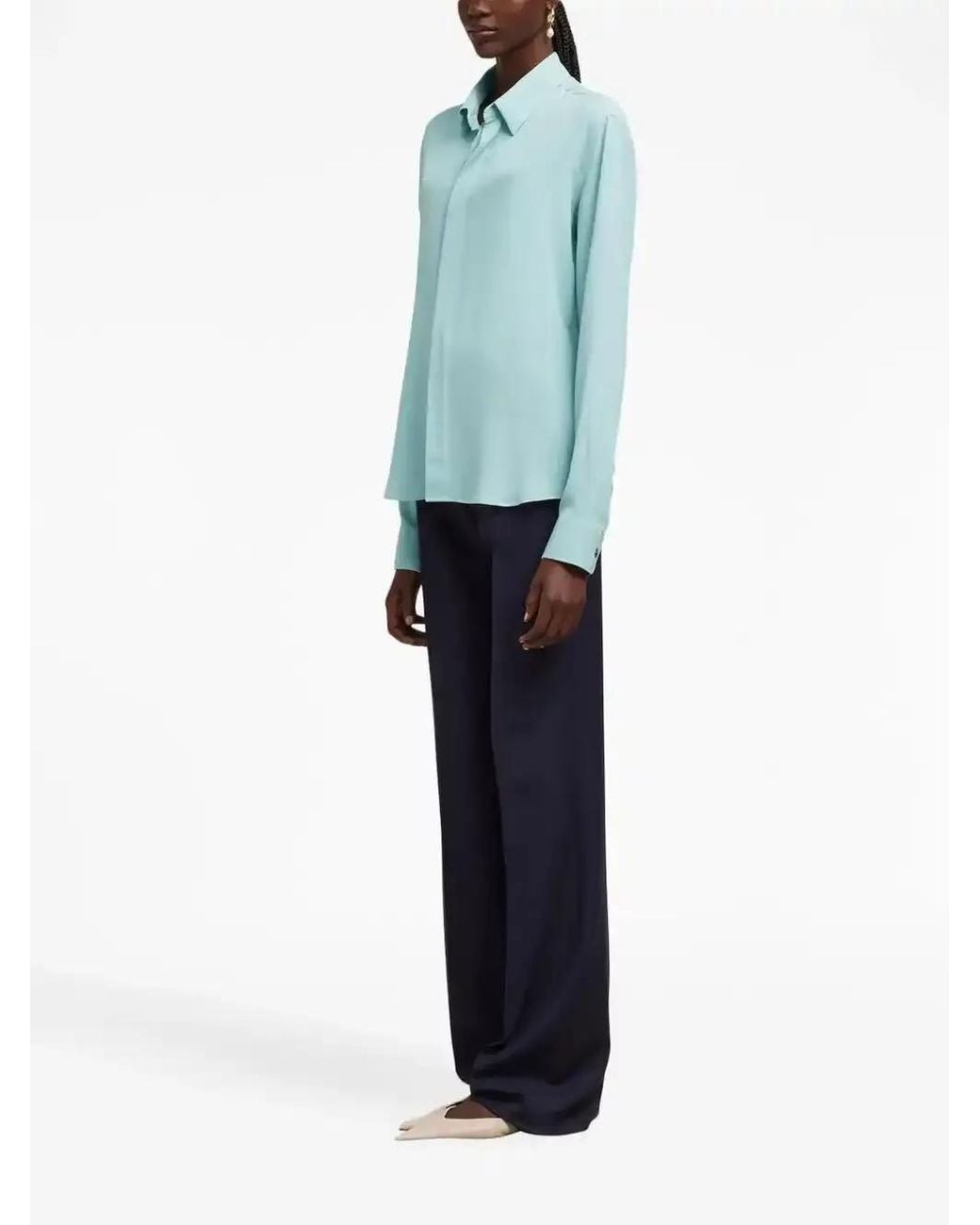 AMI Blue Button-Up Crepe Shirt