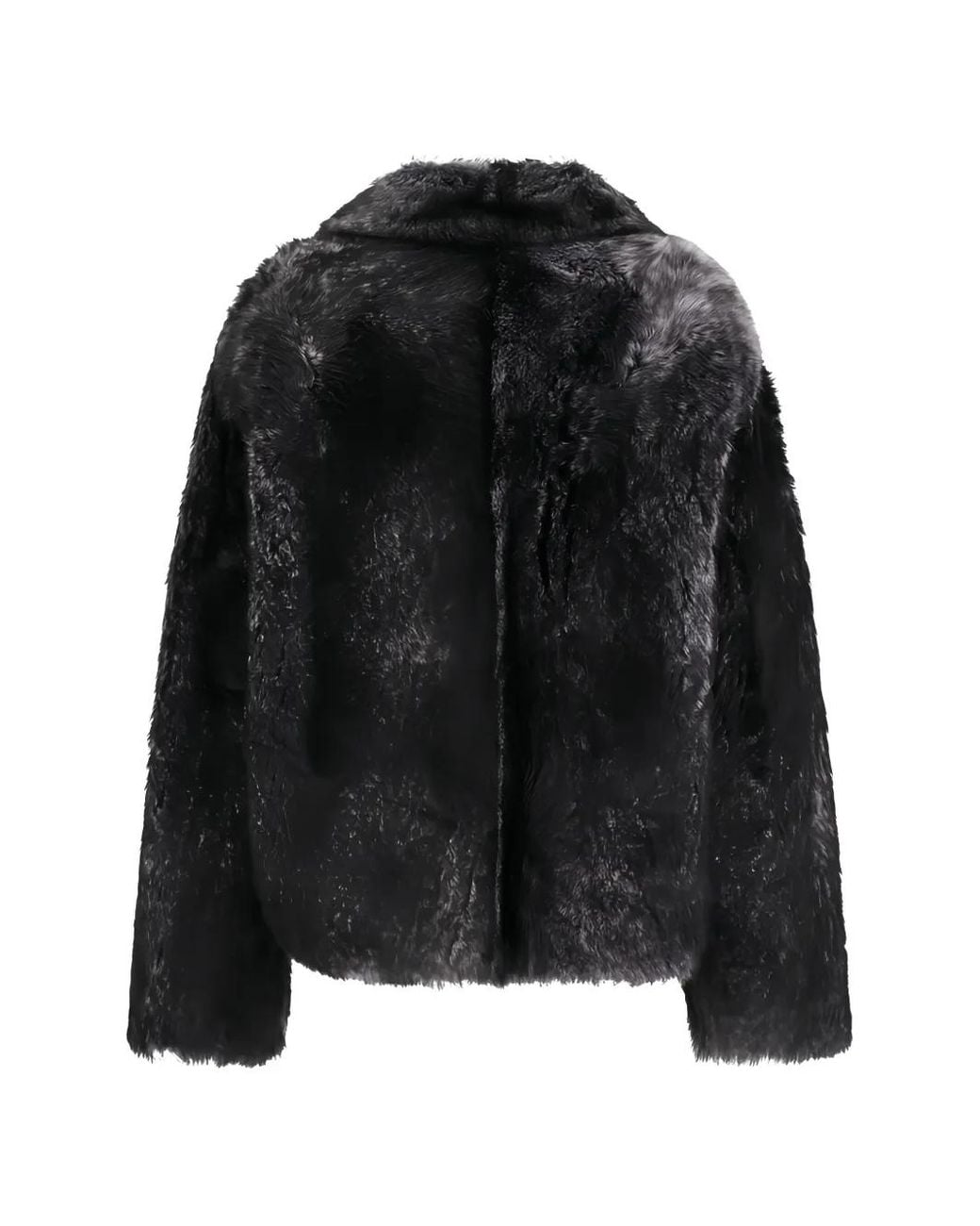 Desa Nineteenseventytwo Black K15182 High-Collar Shearling Jacket
