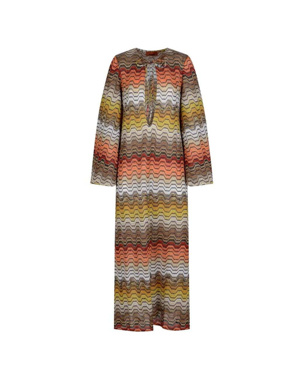 Missoni White Long Dress With Chevron Pattern