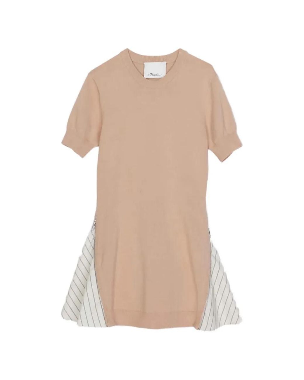 3.1 Phillip Lim Natural Zip-Detail Striped Mini Dress