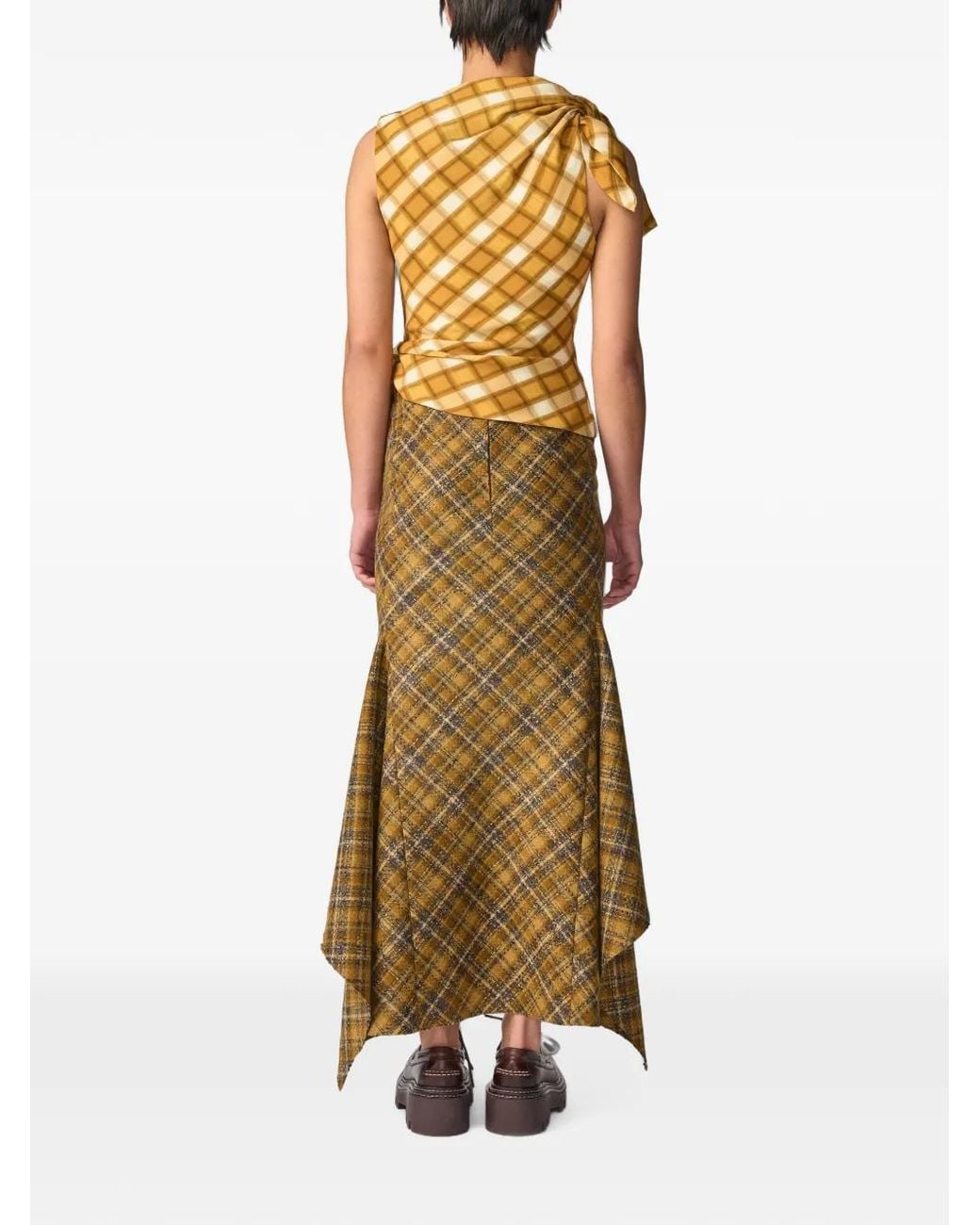 Monse Natural Asymmetric Tweed Skirt