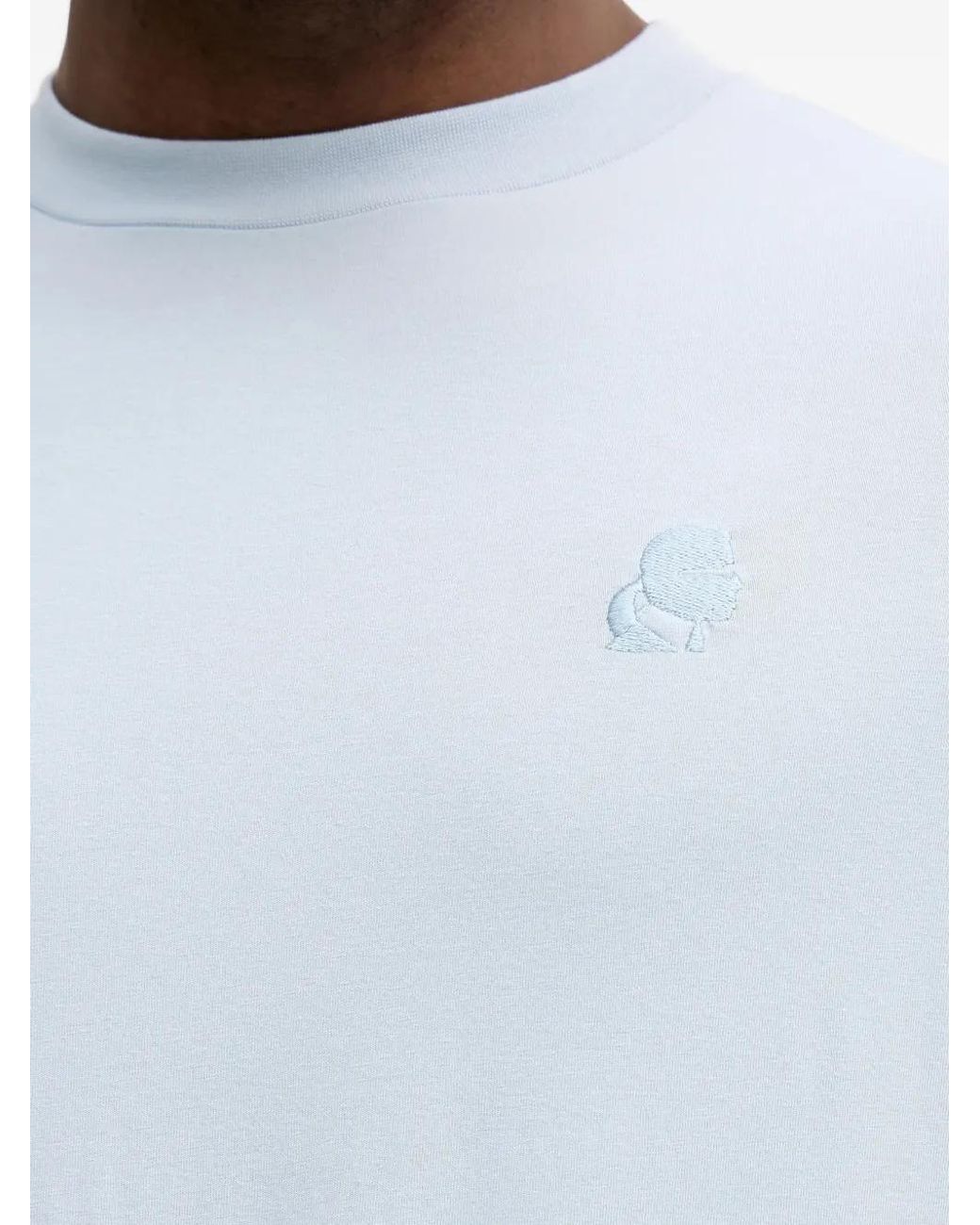 Karl Lagerfeld White Logo-Embroidered T-Shirt for men