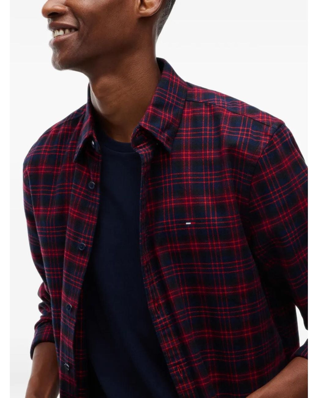 Tommy Hilfiger Purple Check-Print Button-Down Shirt for men