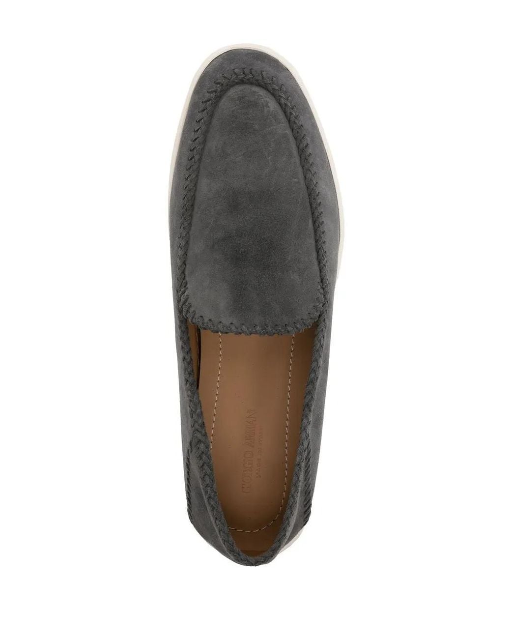 Giorgio Armani Gray Slim-Fit Calf Leather Sneakers for men