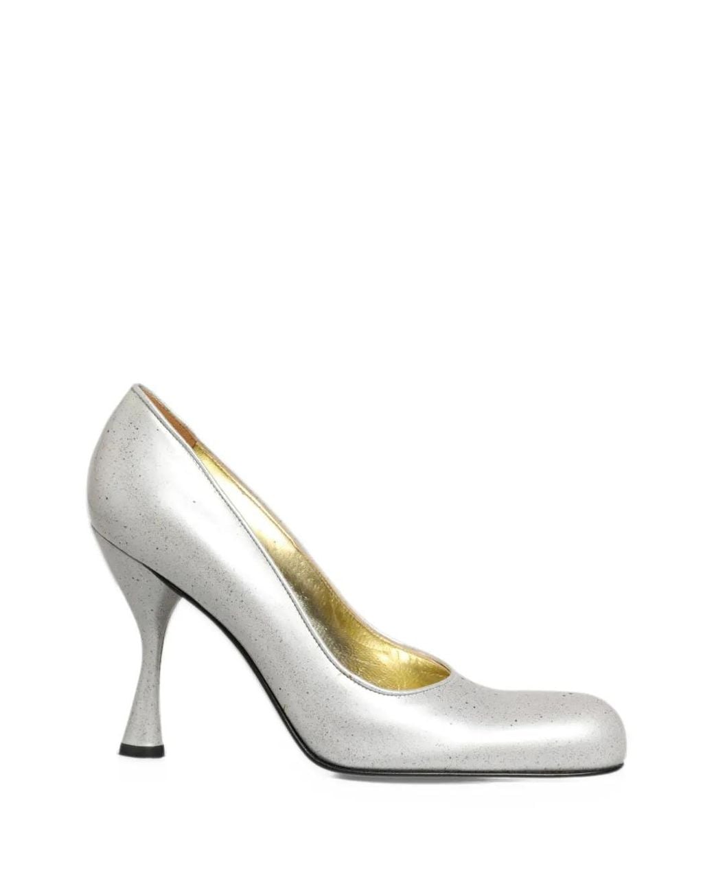 Dolce & Gabbana White Speckled Leather Pumps