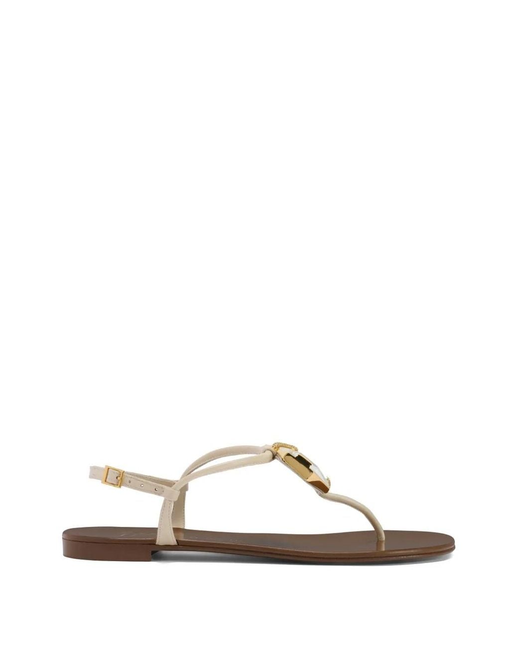 Giuseppe Zanotti White Patrice Crystal Adjustable-Strap Flat Sandals