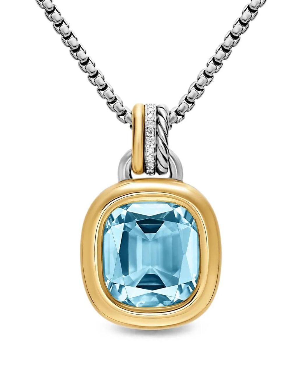 David Yurman Blue Mercer Topaz And Diamond Necklace