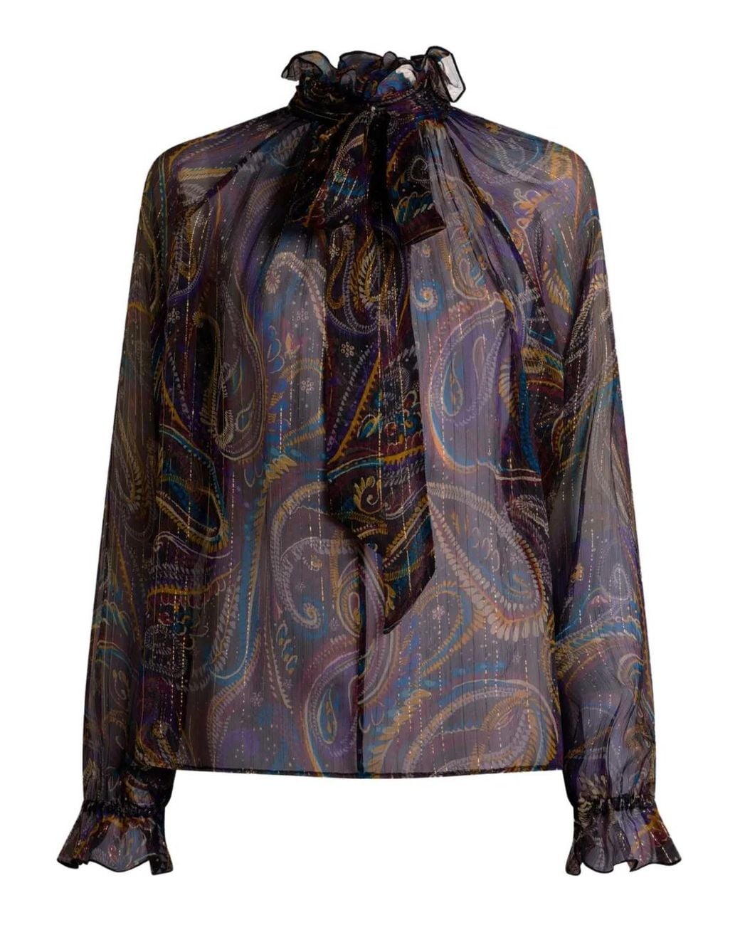 Etro Purple Paisley Silk Blouse