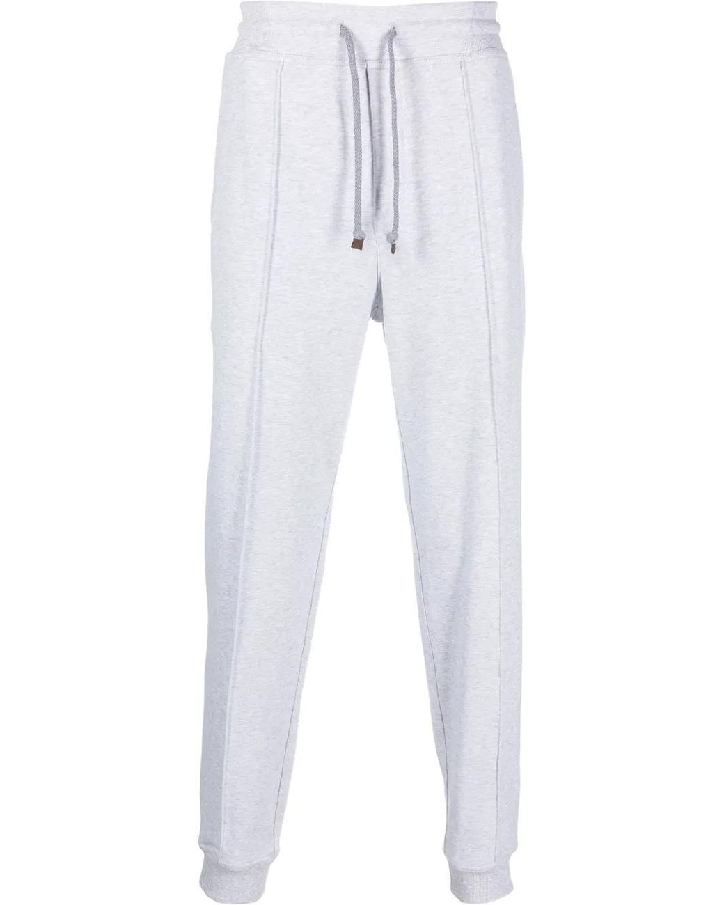 Brunello Cucinelli White Tapered-Leg Track Pants for men
