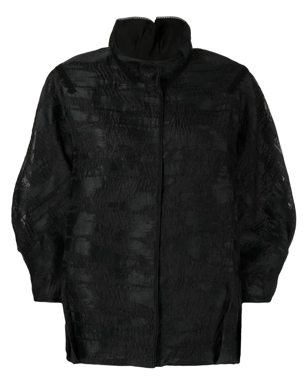 Shiatzy Chen Black Full-Jacquard Stand-Up Collar Jacket