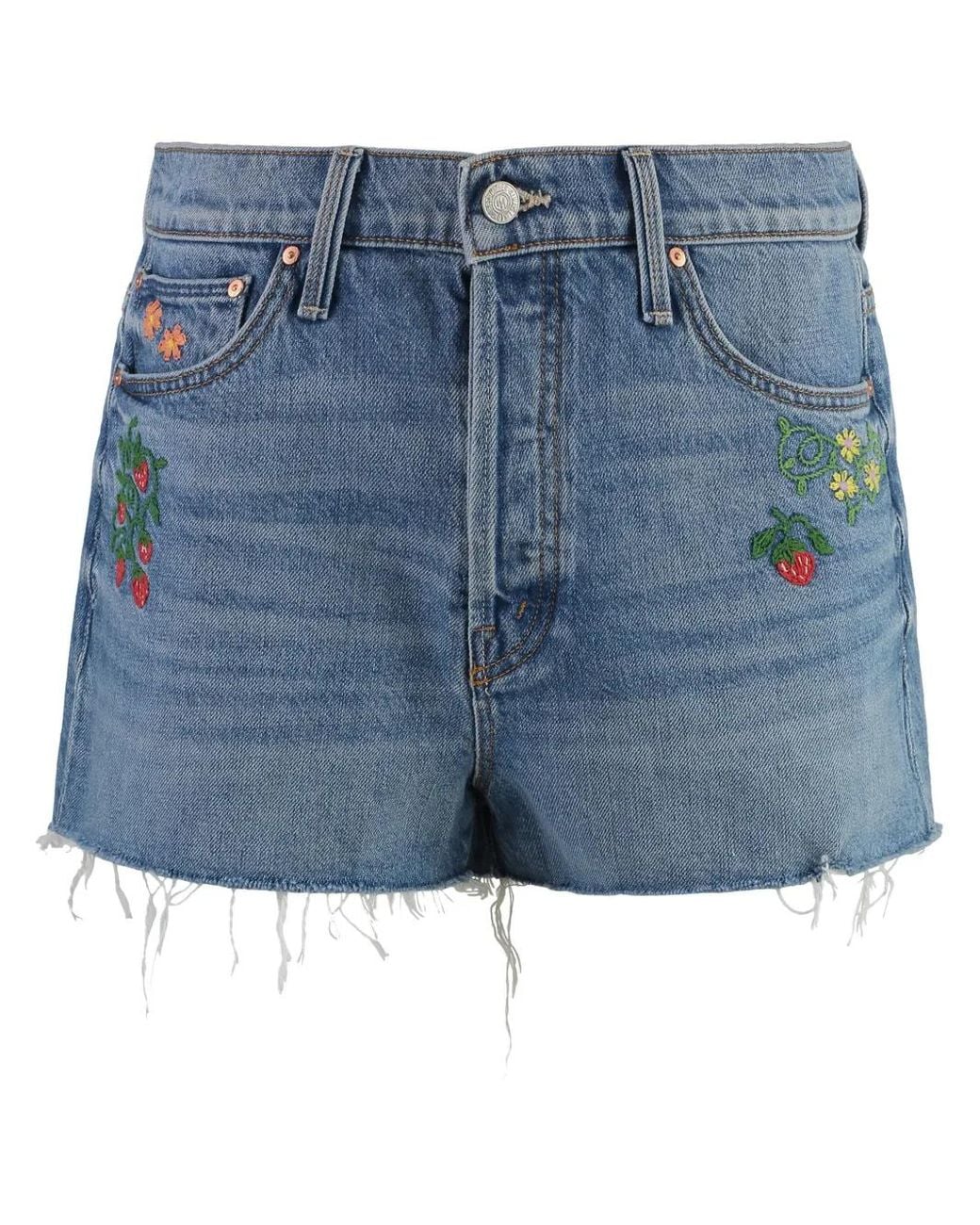 Mother Blue The Ditcher Denim Shorts