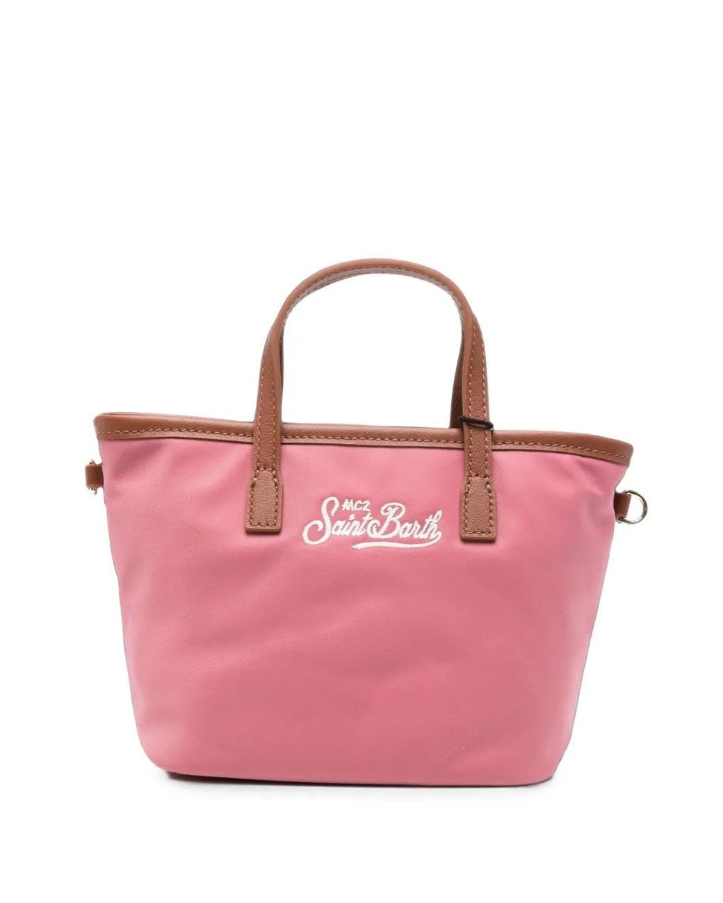 Mc2 Saint Barth Pink Mini City Logo-Embroidered Tote Bag