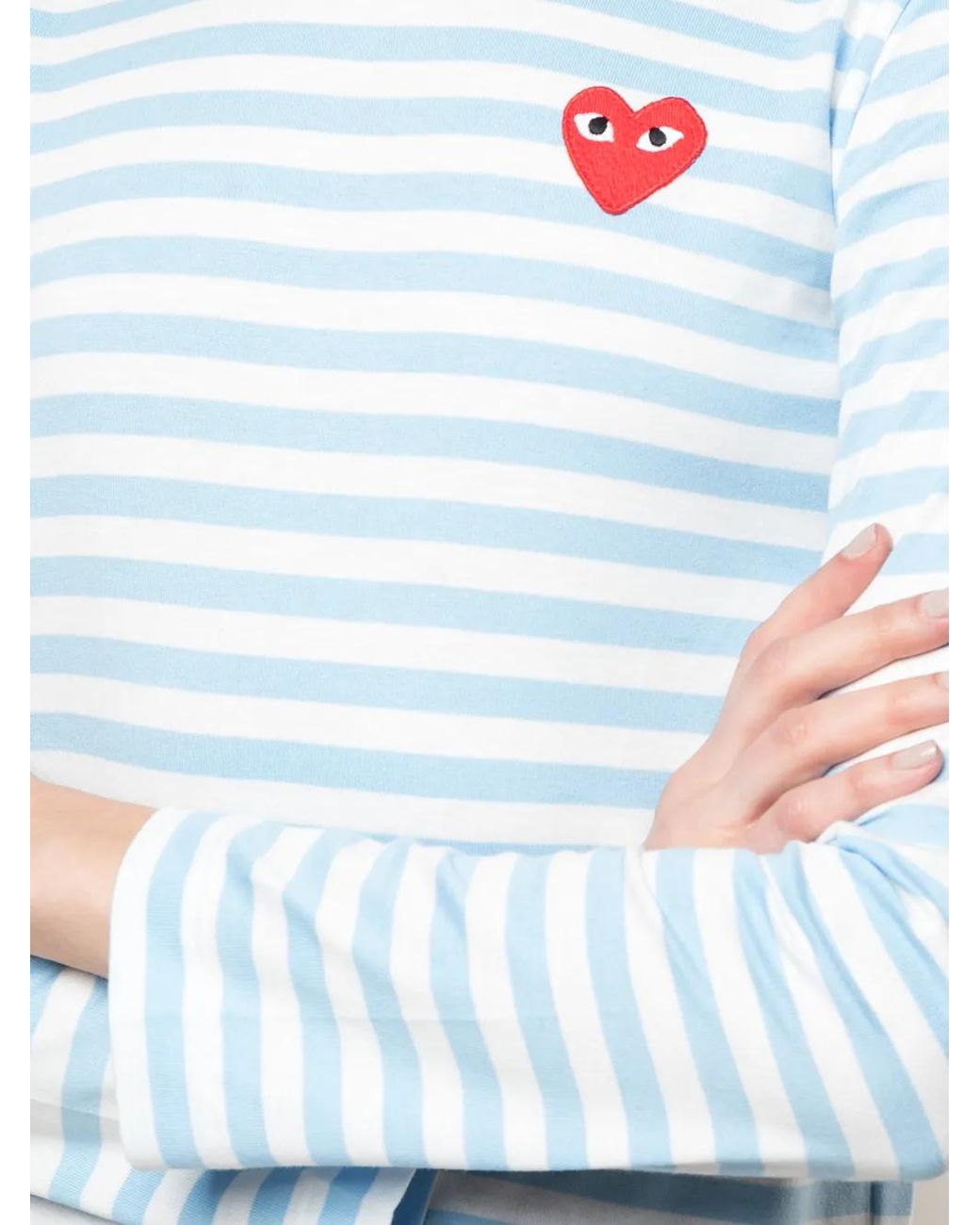 COMME DES GARÇONS PLAY Blue Striped Long Sleeve Top