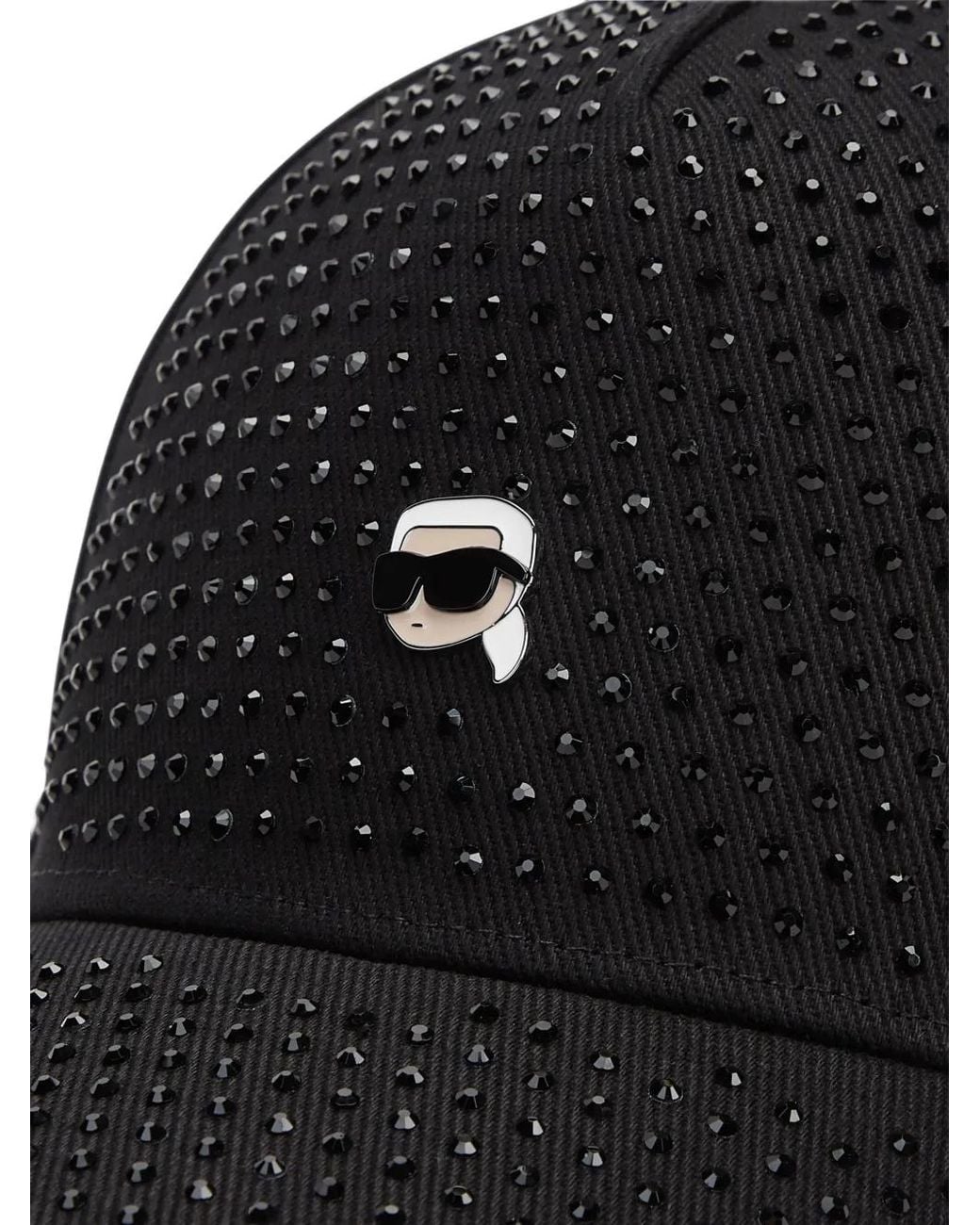 Karl Lagerfeld Black Ikon Rhinestone-Embellished Cap