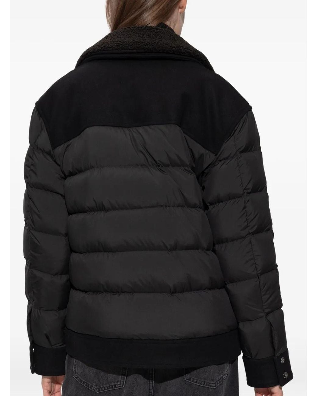 Add Black Quilted Panel Biker Jacket