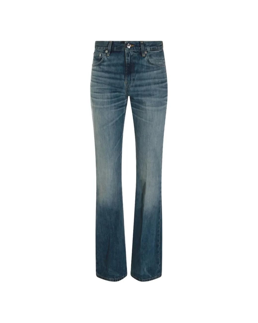 Haikure Blue Faded-Effect Bootcut Jeans