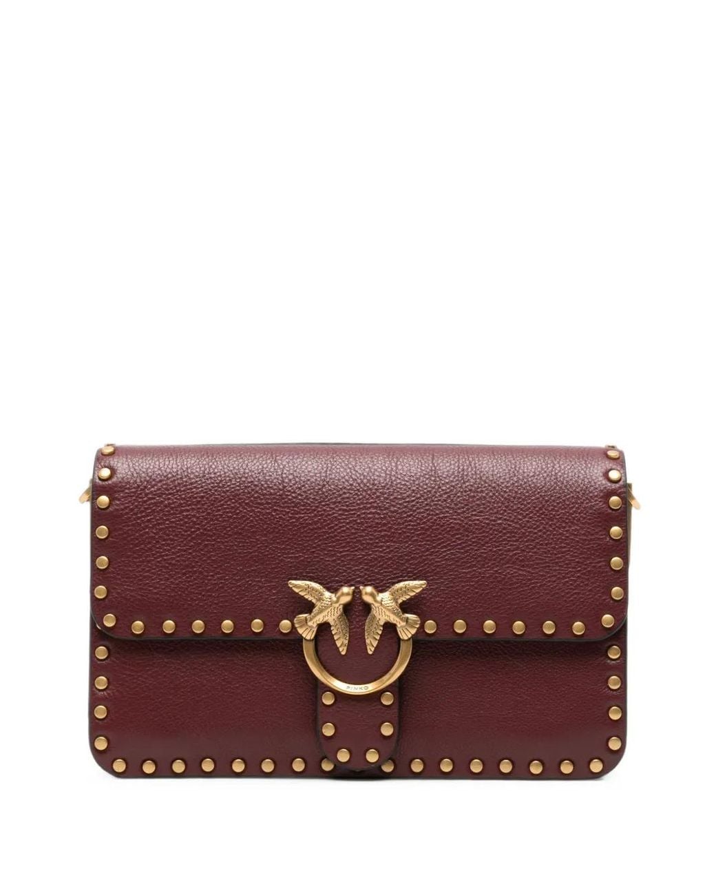 Pinko Purple Small Love Birds Stud-Embellished Shoulder Bag