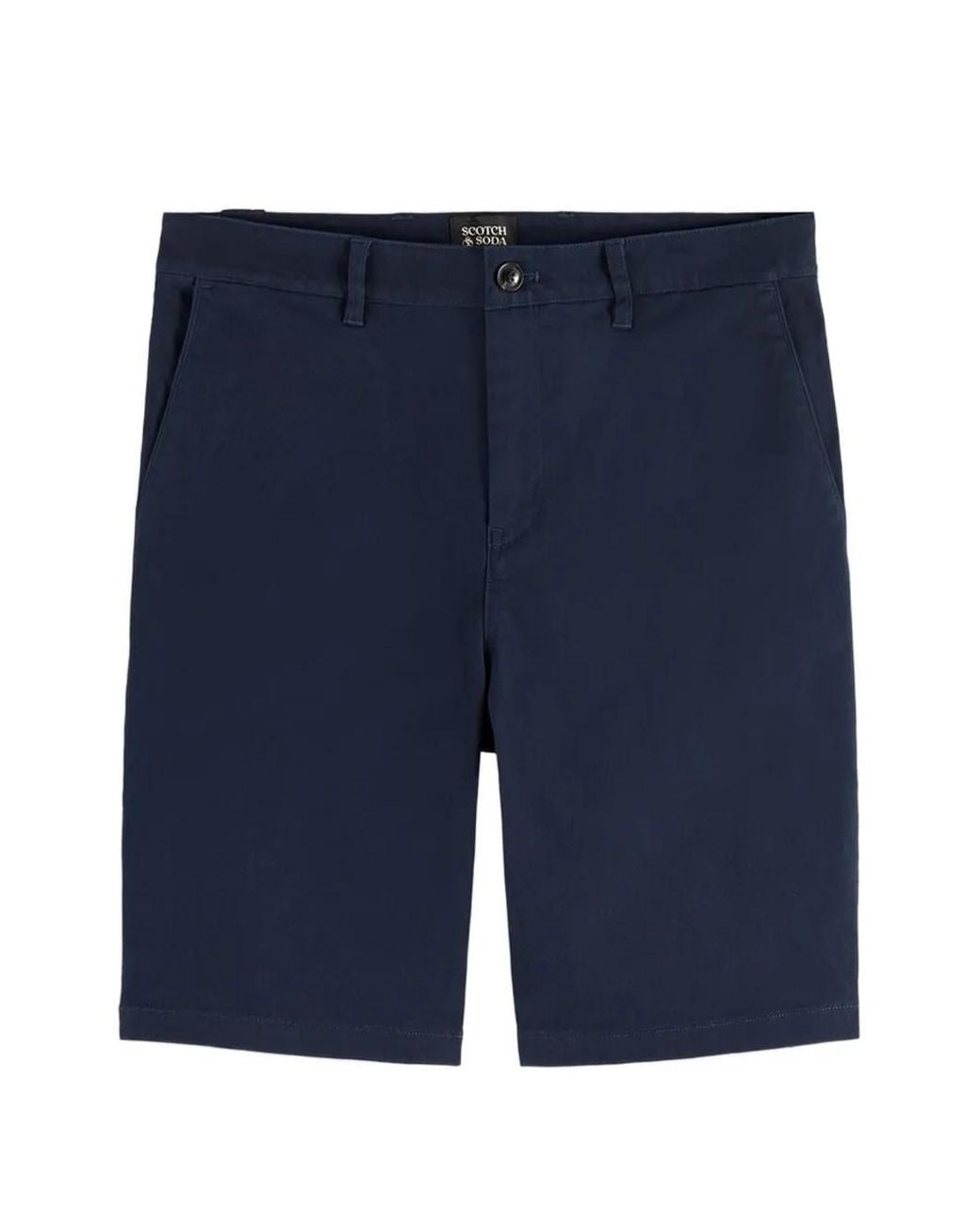 Scotch & Soda Blue Embroidered-Logo Chino Shorts for men
