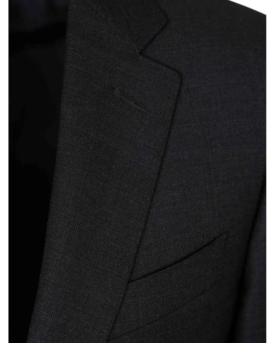 Canali Black Costume Boutonné À Revers Crantés for men