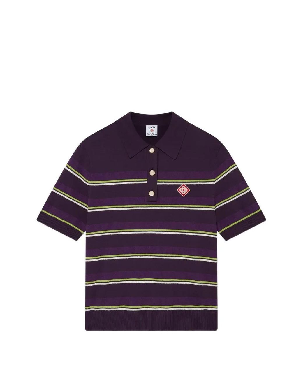 Casablanca Blue Polo Rayé À Patch Logo