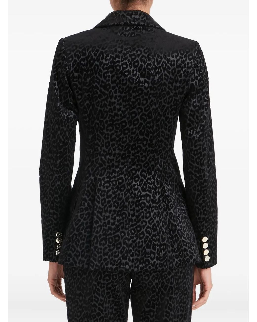 Temperley London Black Leopard-Pattern Double-Breasted Blazer