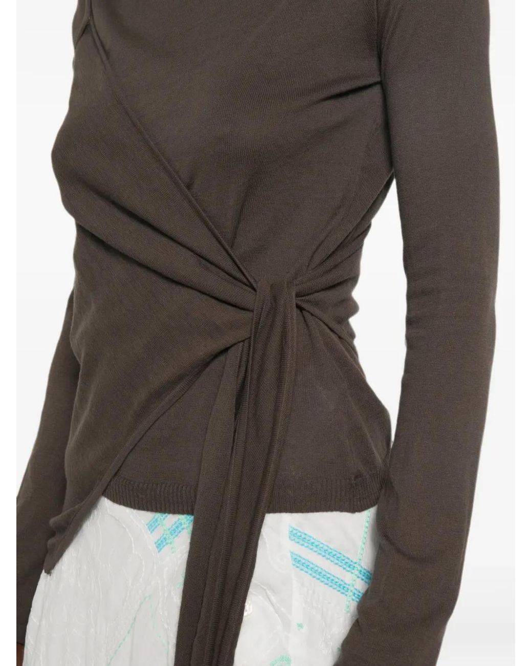 Damson Madder Brown Hannie Wrap Tie Knitted Top