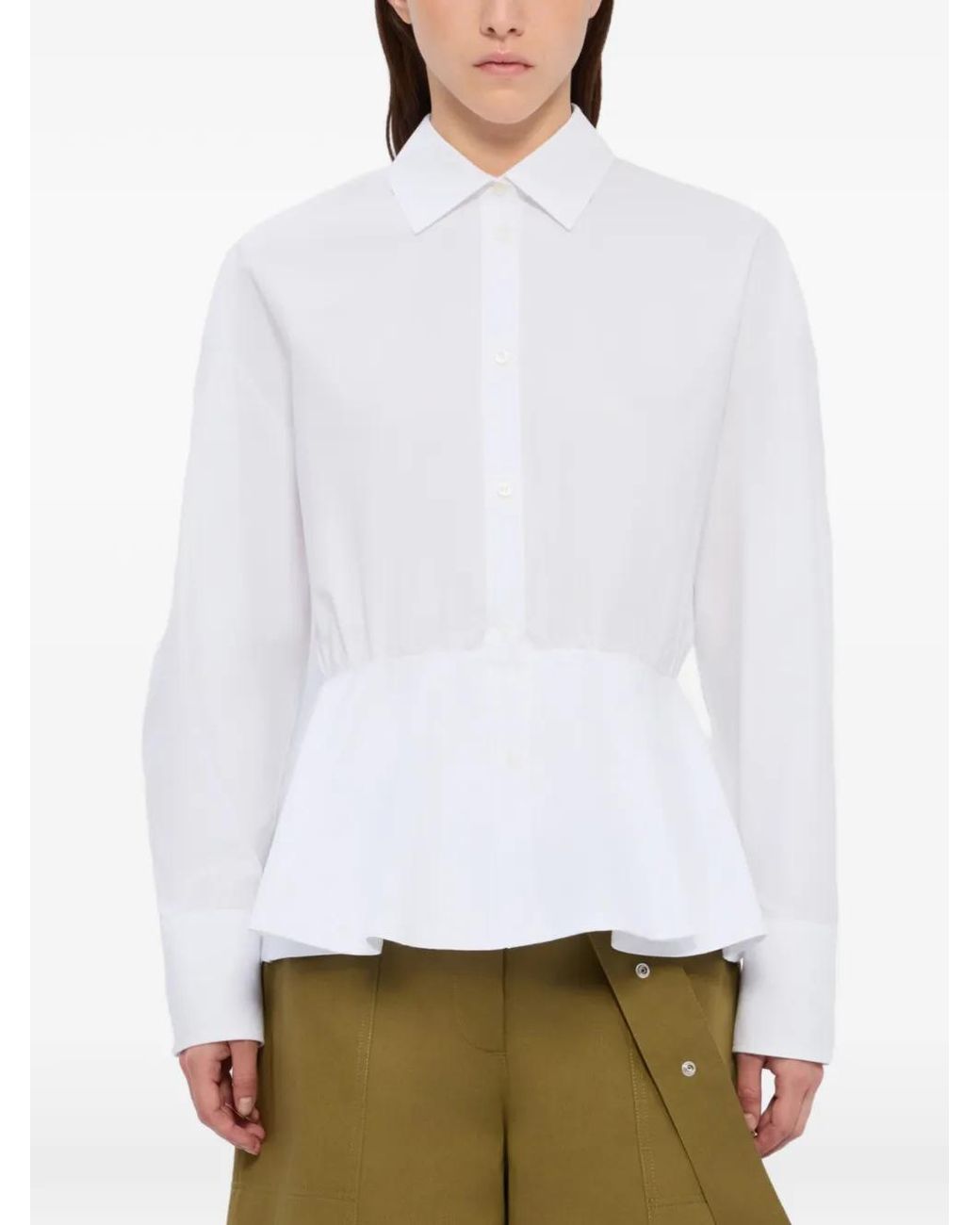 MSGM White Peplum Shirt