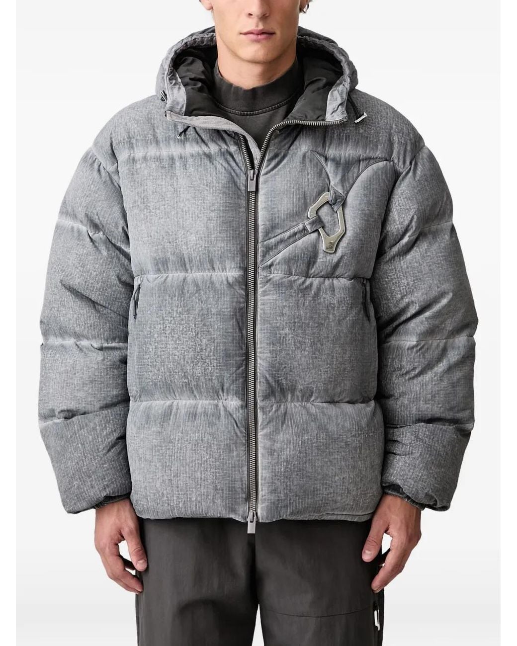 HELIOT EMIL Gray Padded Hooded Jacket for men
