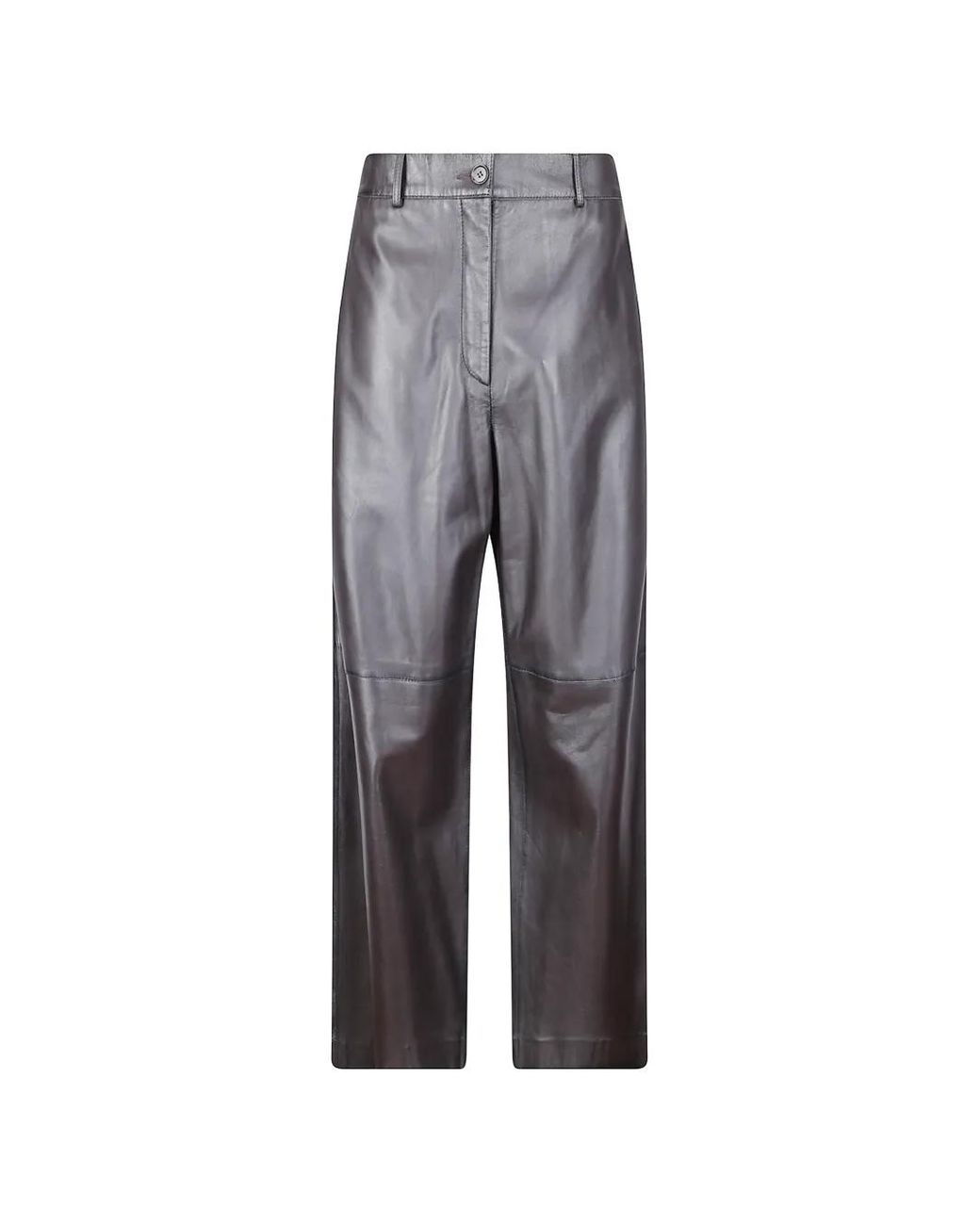 P.A.R.O.S.H. Gray Panelled Leather Trousers