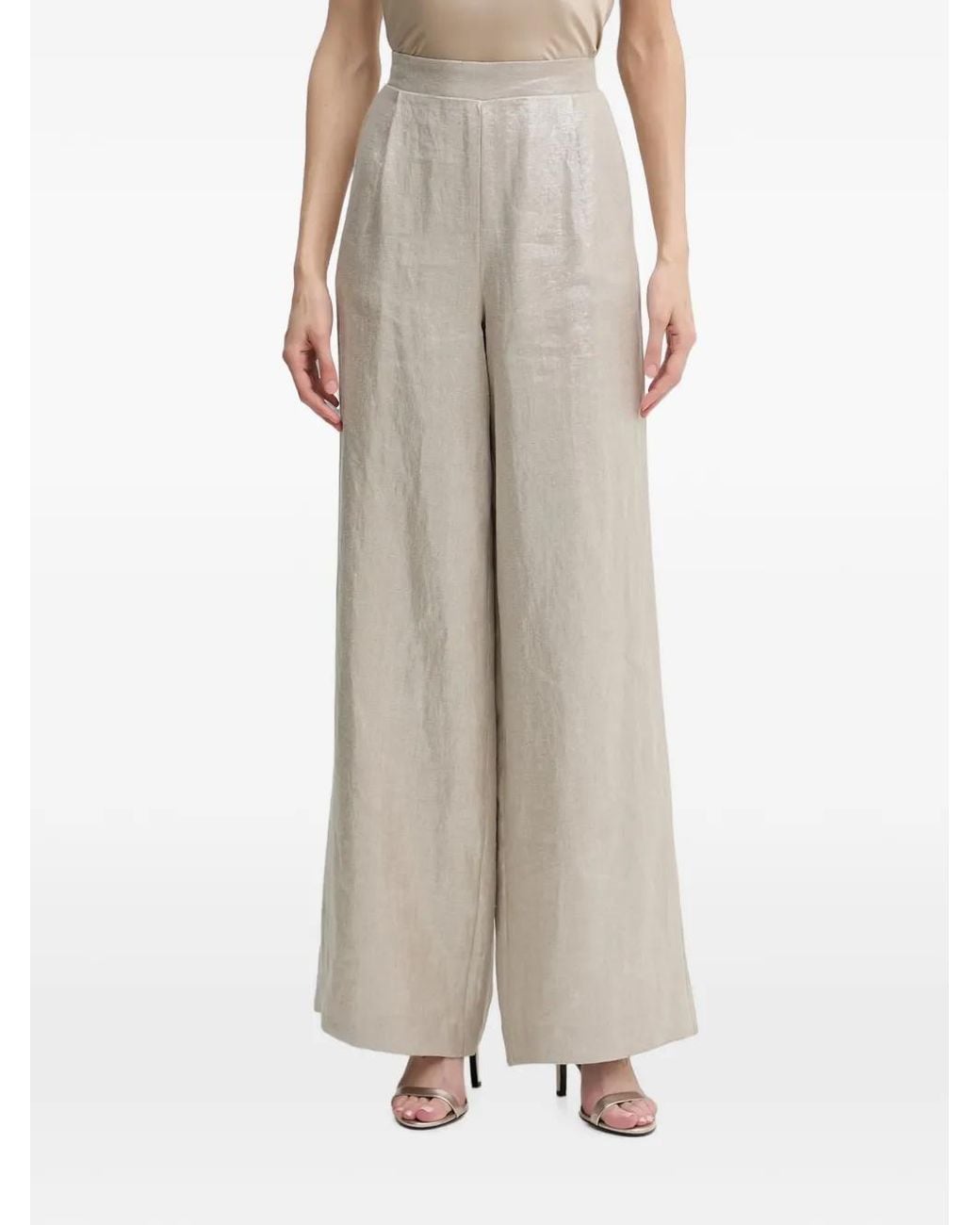 Joseph Ribkoff Natural Metallic-Effect Palazzo Pants