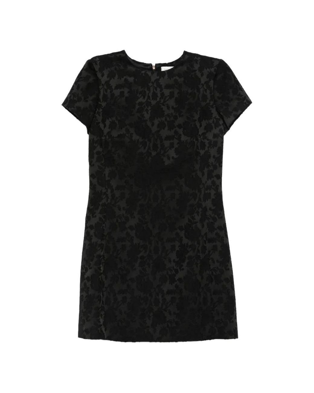 Saint Laurent Black Robe Longue À Fleurs En Jacquard Et Soie