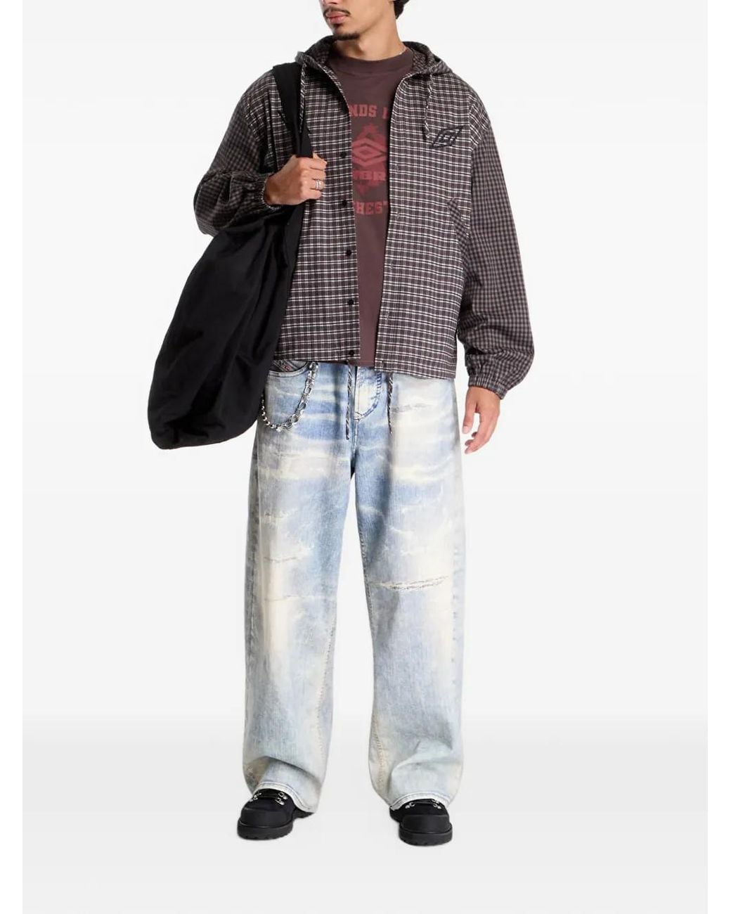 Umbro Brown Plaid Hooded Jacket for men