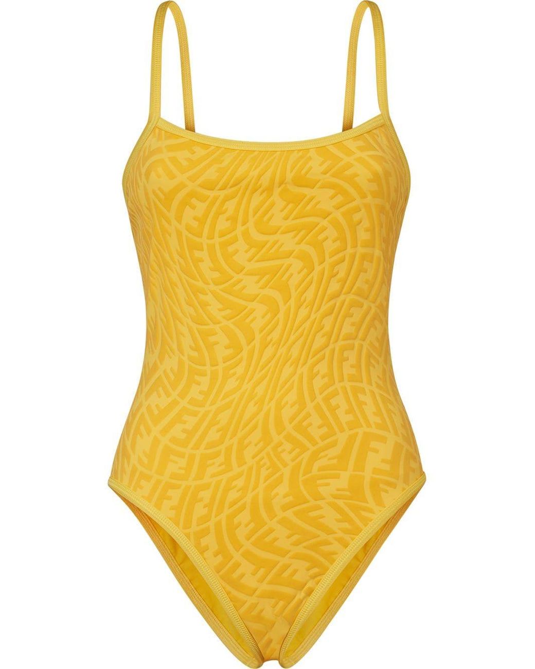 One-piece swimsuit Fendi Yellow size 38 FR in Polyester - 28543416
