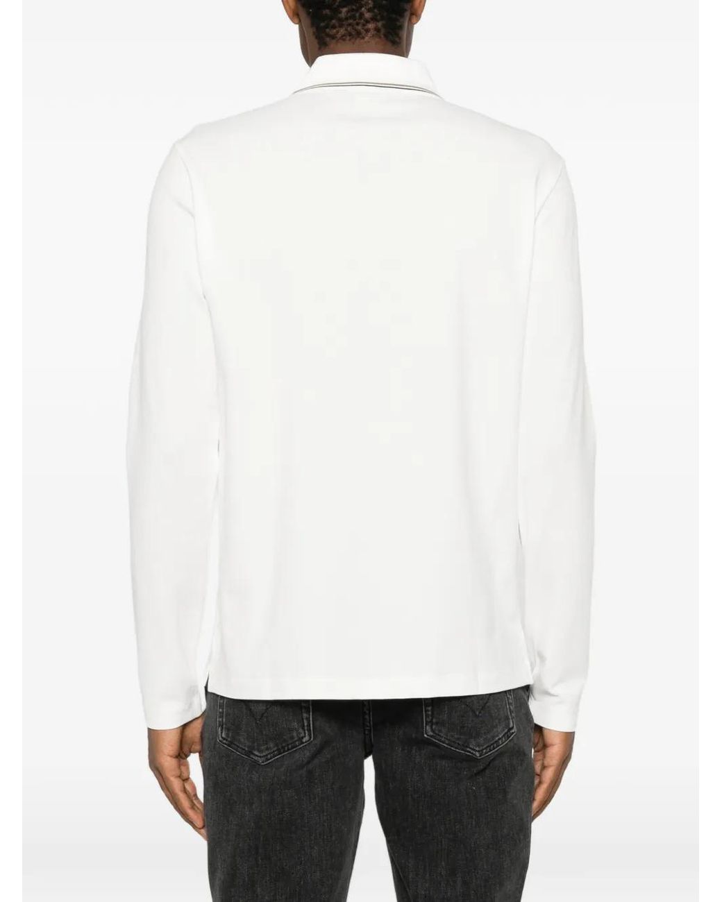 Emporio Armani White Logo Cotton Polo Shirt for men