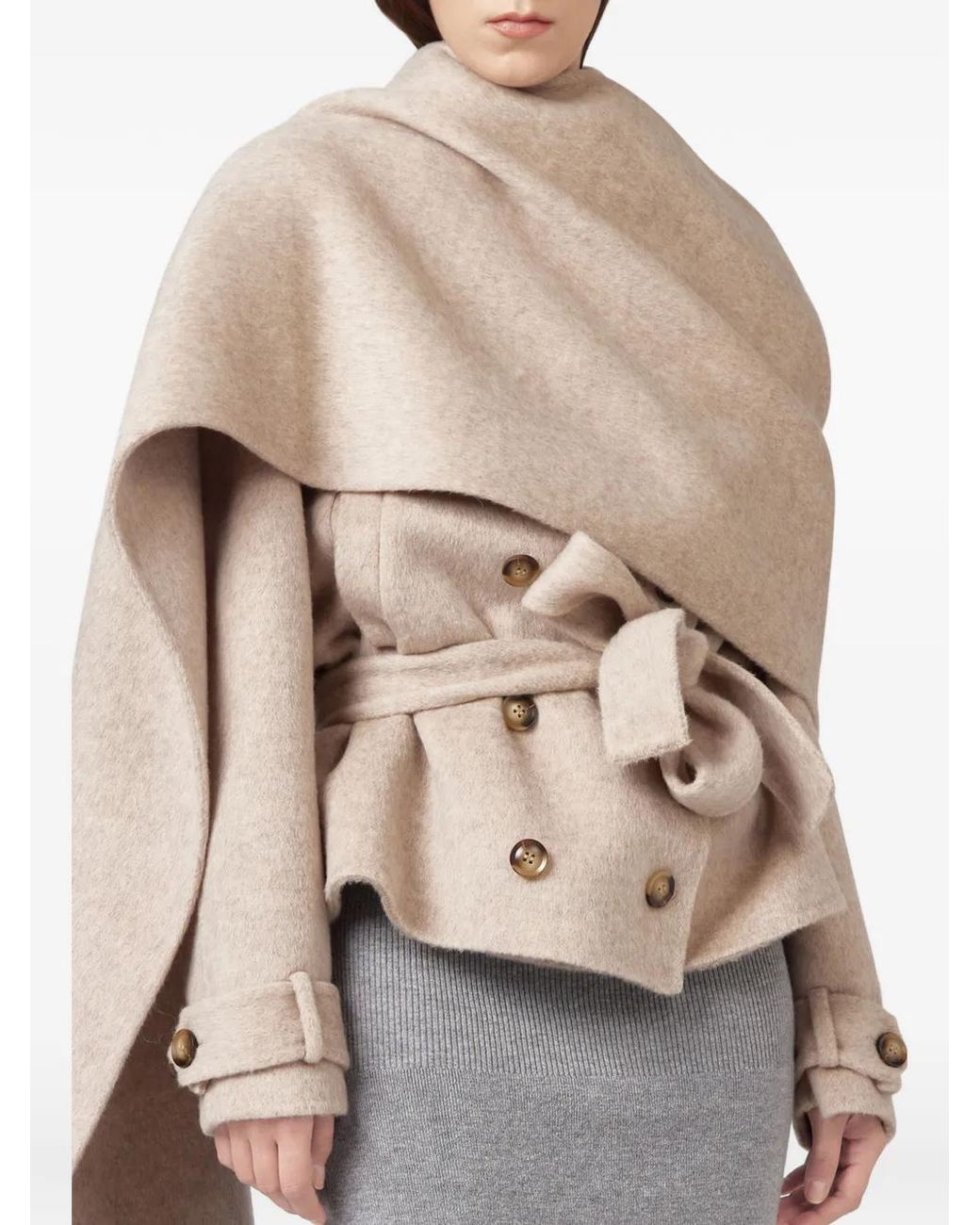 GIUSEPPE DI MORABITO White Draped Belted Peacoat
