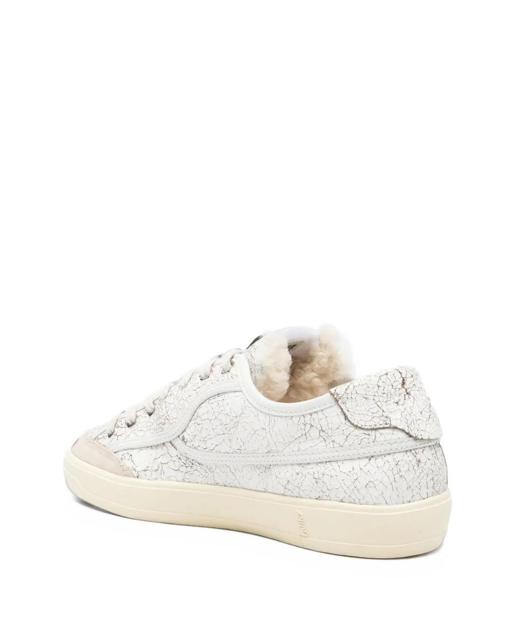 Autry White Windscape Crackle-Effect Shearling-Lined Sneakers for men