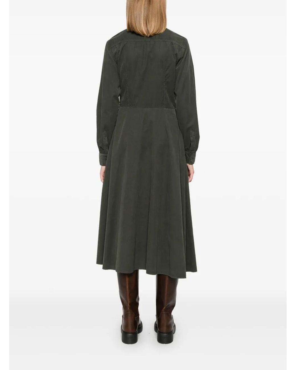 Aspesi Green Corduroy Midi Dress